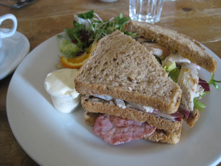 a close up of a sandwich on a plate