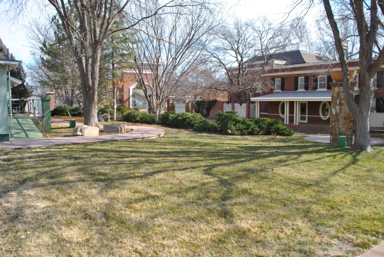 a grassy area in front of a house in the background