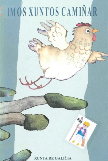 the cover of a book with an image of a chicken flying above green plants