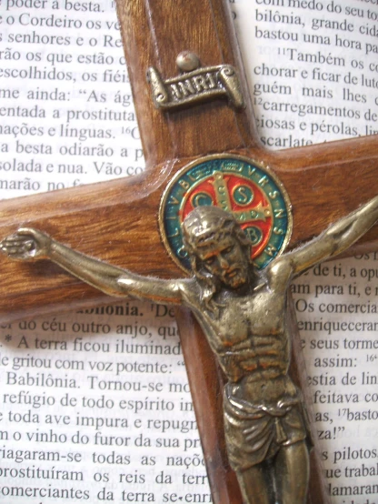a very interesting wooden crucifix with an intricate cross on it