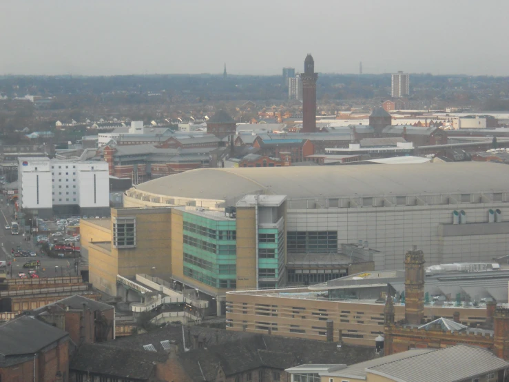 the city skyline from the top of an old building