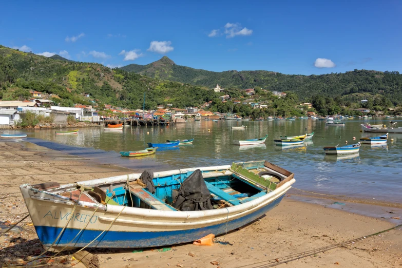 several boats in the water, on a sunny day