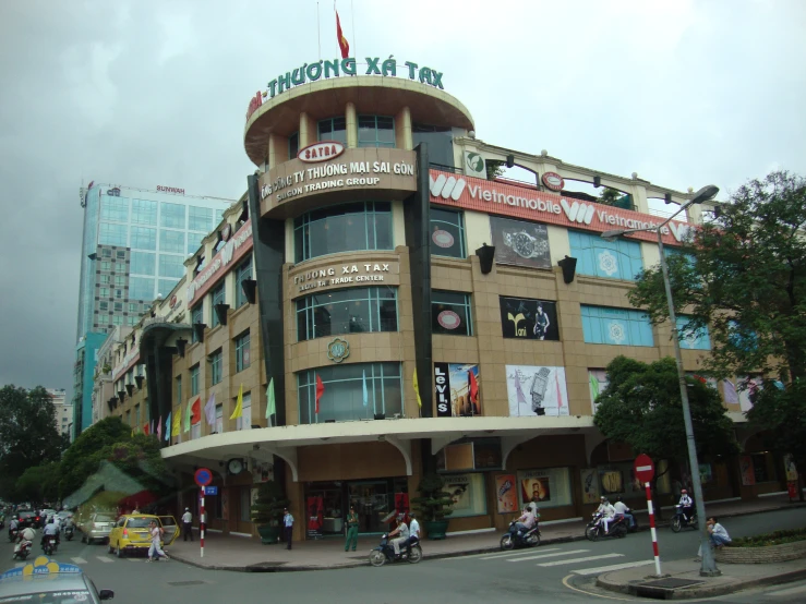 a view of a building near the road