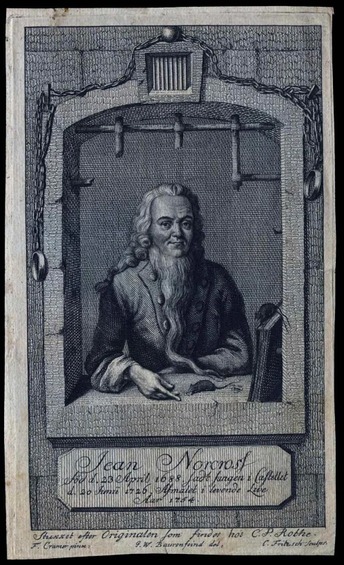 a drawing of an old man with long hair and beard