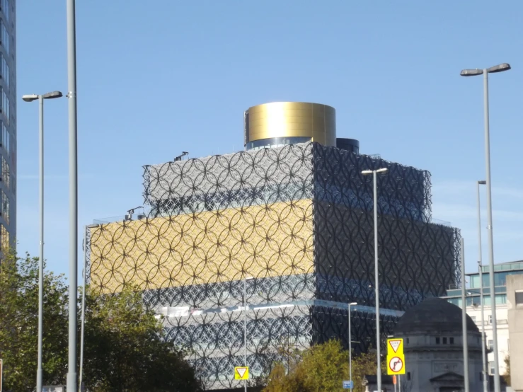 an architectural building in the middle of some trees