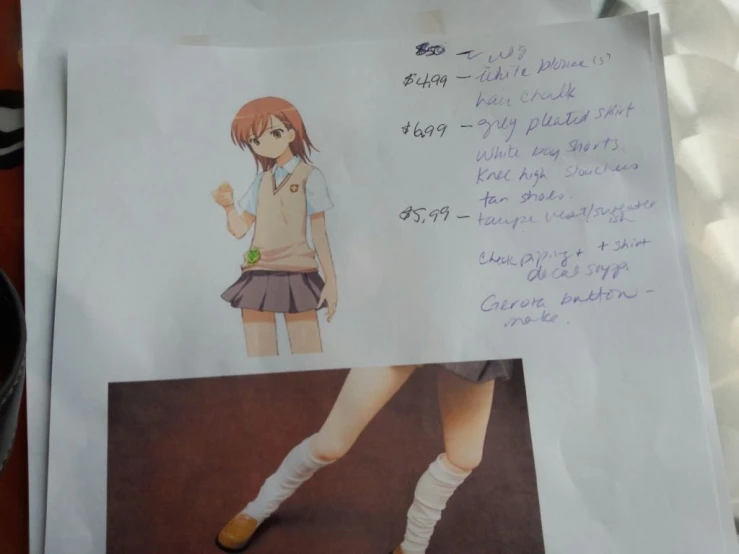 a white paper with the drawing of a person wearing school clothes