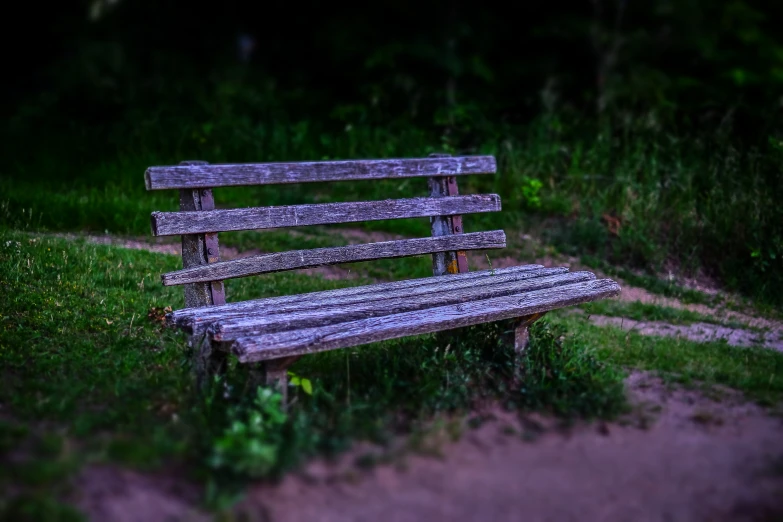 a wooden bench sitting on top of a lush green park
