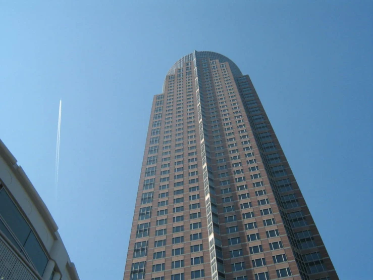 view of a very tall building from the ground