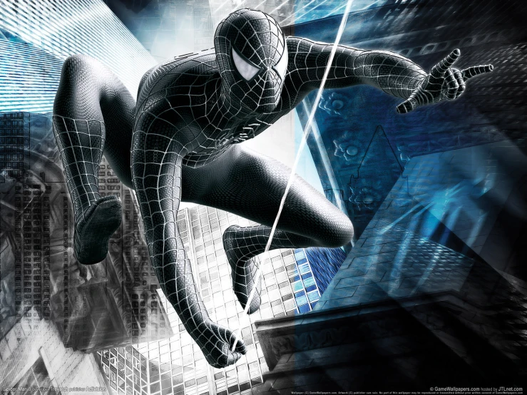 a computer artwork of a man in spider - man