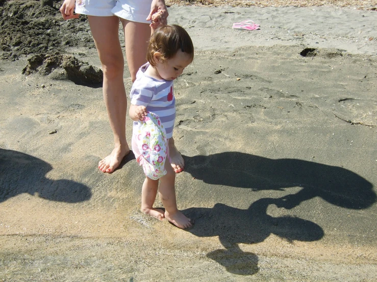 there is a  standing on the sand