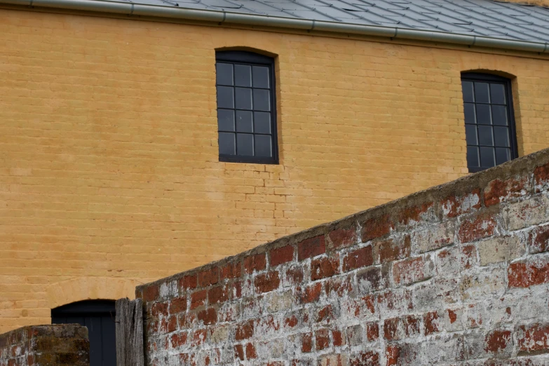 the windows of a house can be seen from directly below