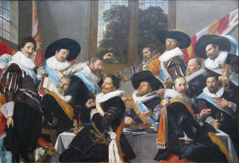 a painting showing many people in renaissance clothing