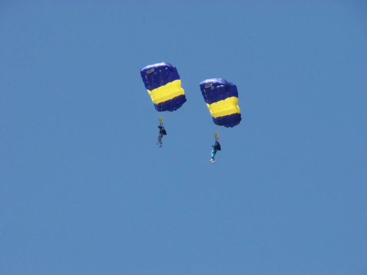 a couple of people with para sails that are in the air