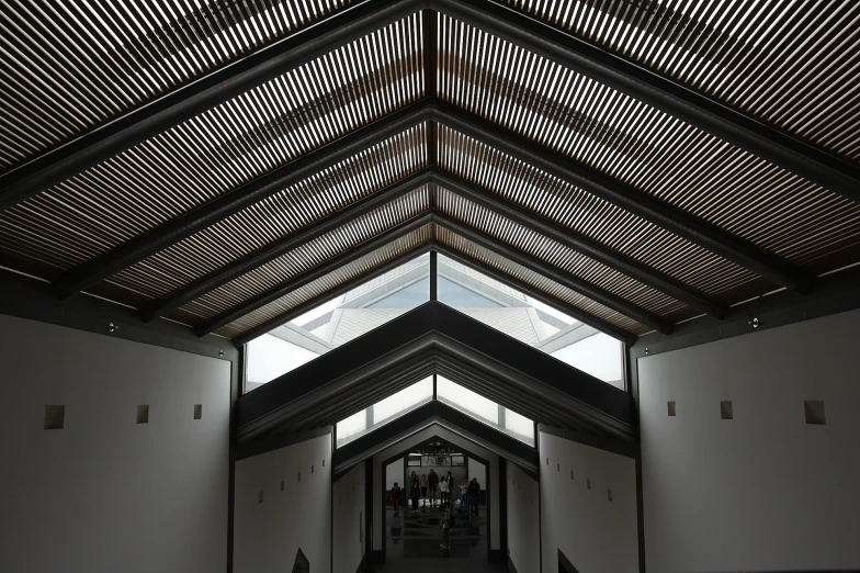 the ceiling in the room has different patterns of lines