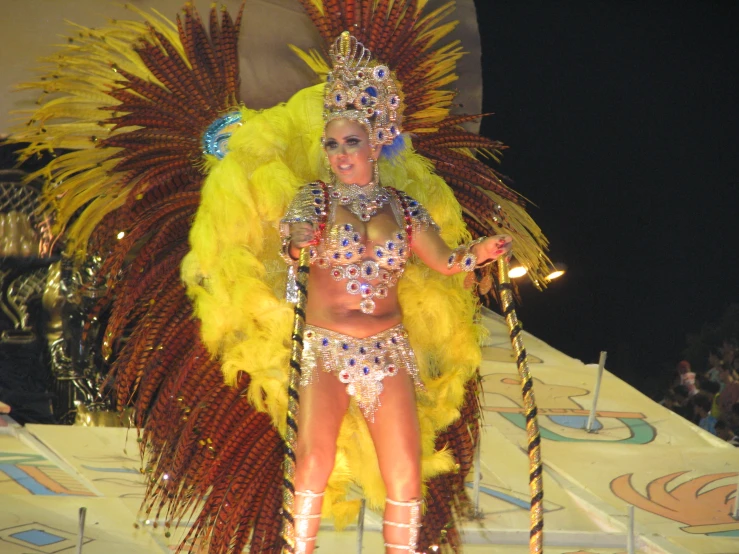 the woman is in costume for the carnival