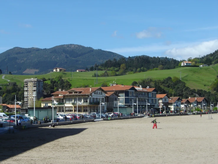 a large hillside with lots of houses on the other side