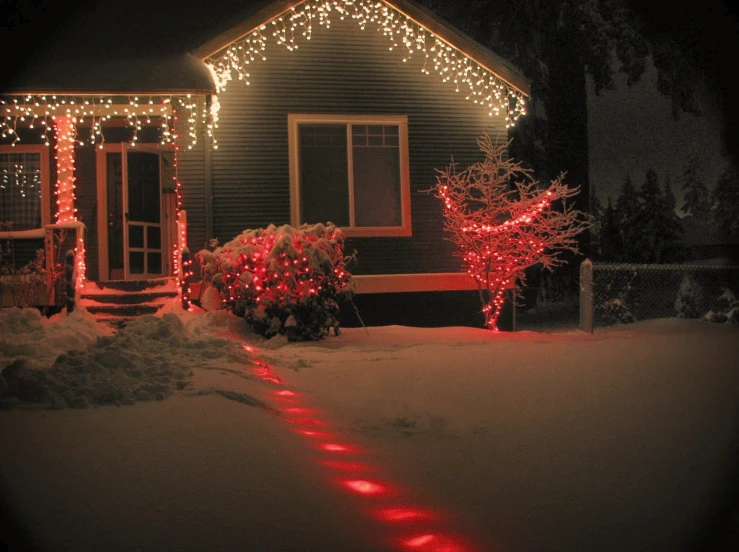 a house with christmas lights on it