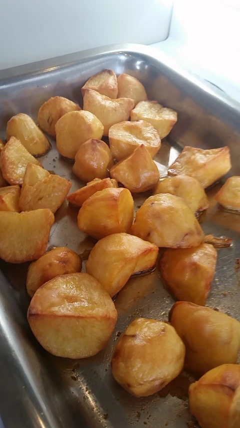 the fried food has been placed on top of the counter