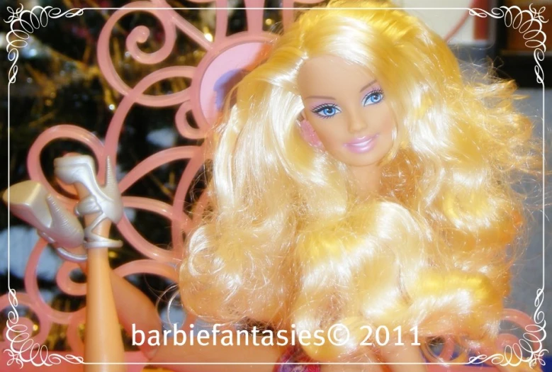 a blonde barbie with blonde hair and blue eyes