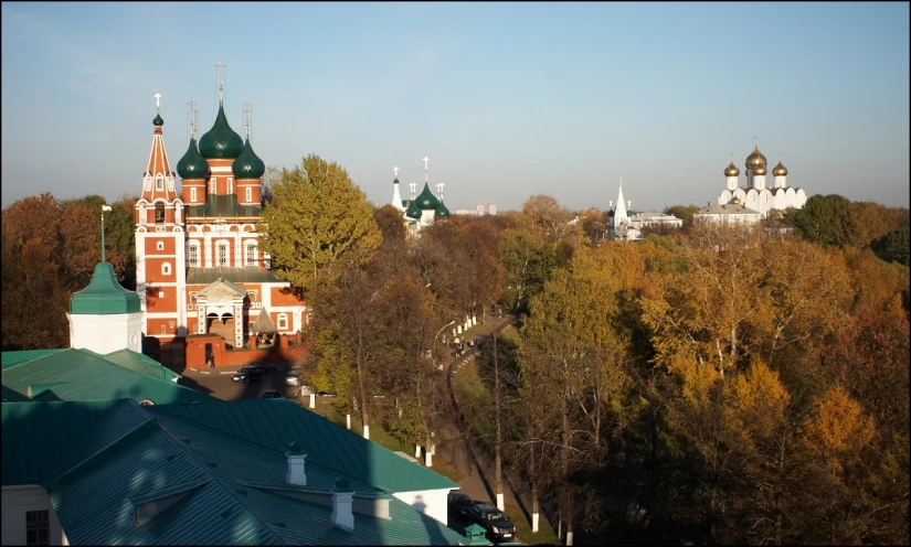 a view of a castle from atop a building