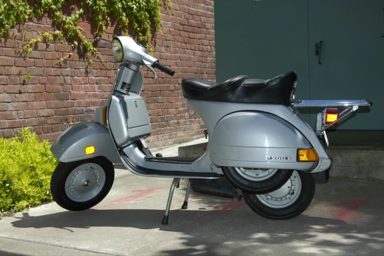 a scooter that is sitting on the street