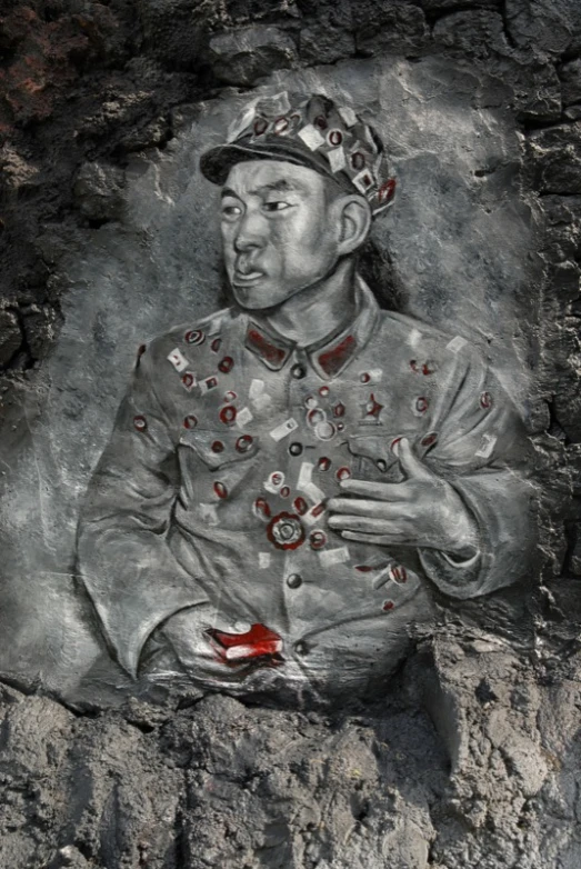 a drawing of a man in a chinese uniform