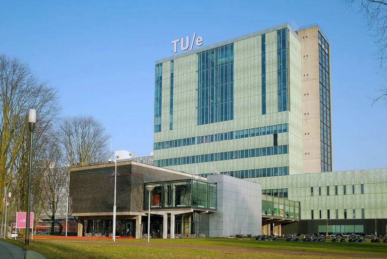 the building has an office block on top and two levels