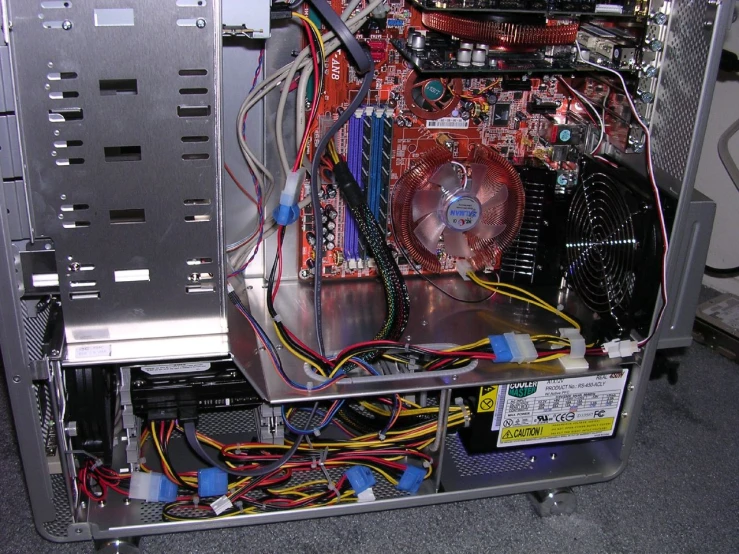 the inside of a machine is full of wiring