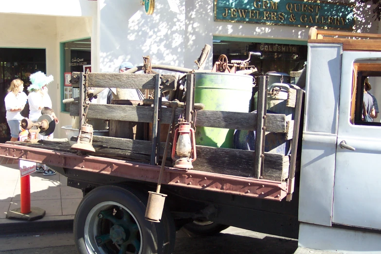 a white truck is parked on the street