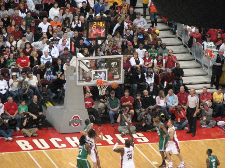 the view of an athletic game in a professional arena