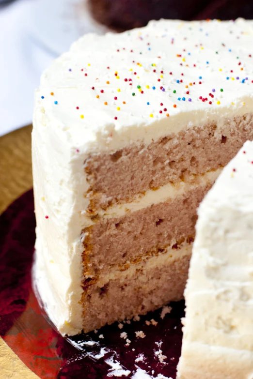 the cake is sliced and served on the plate