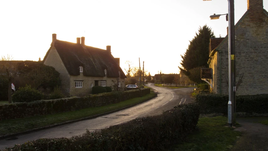 an empty street in a small village