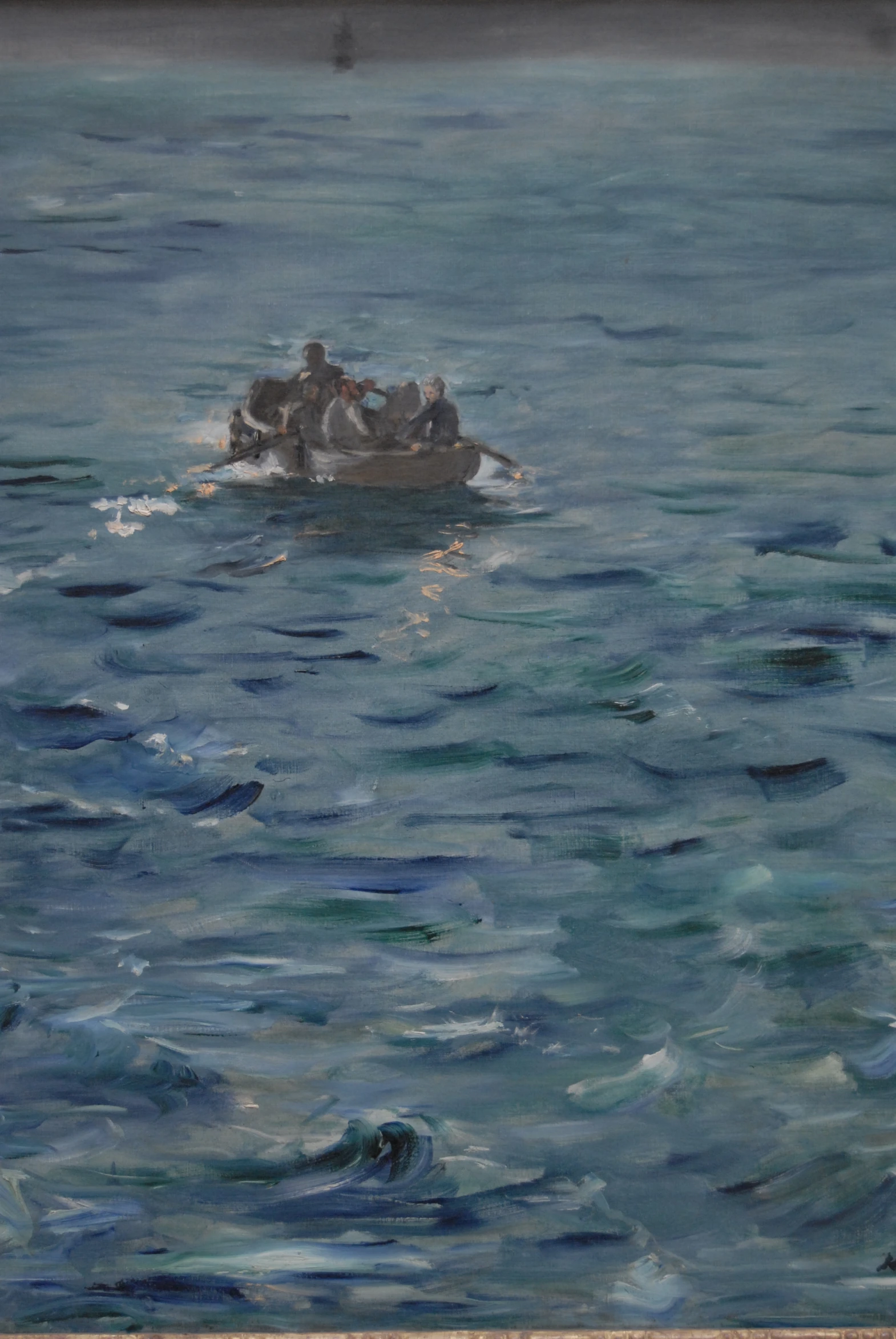 a painting of a boat that is in the water