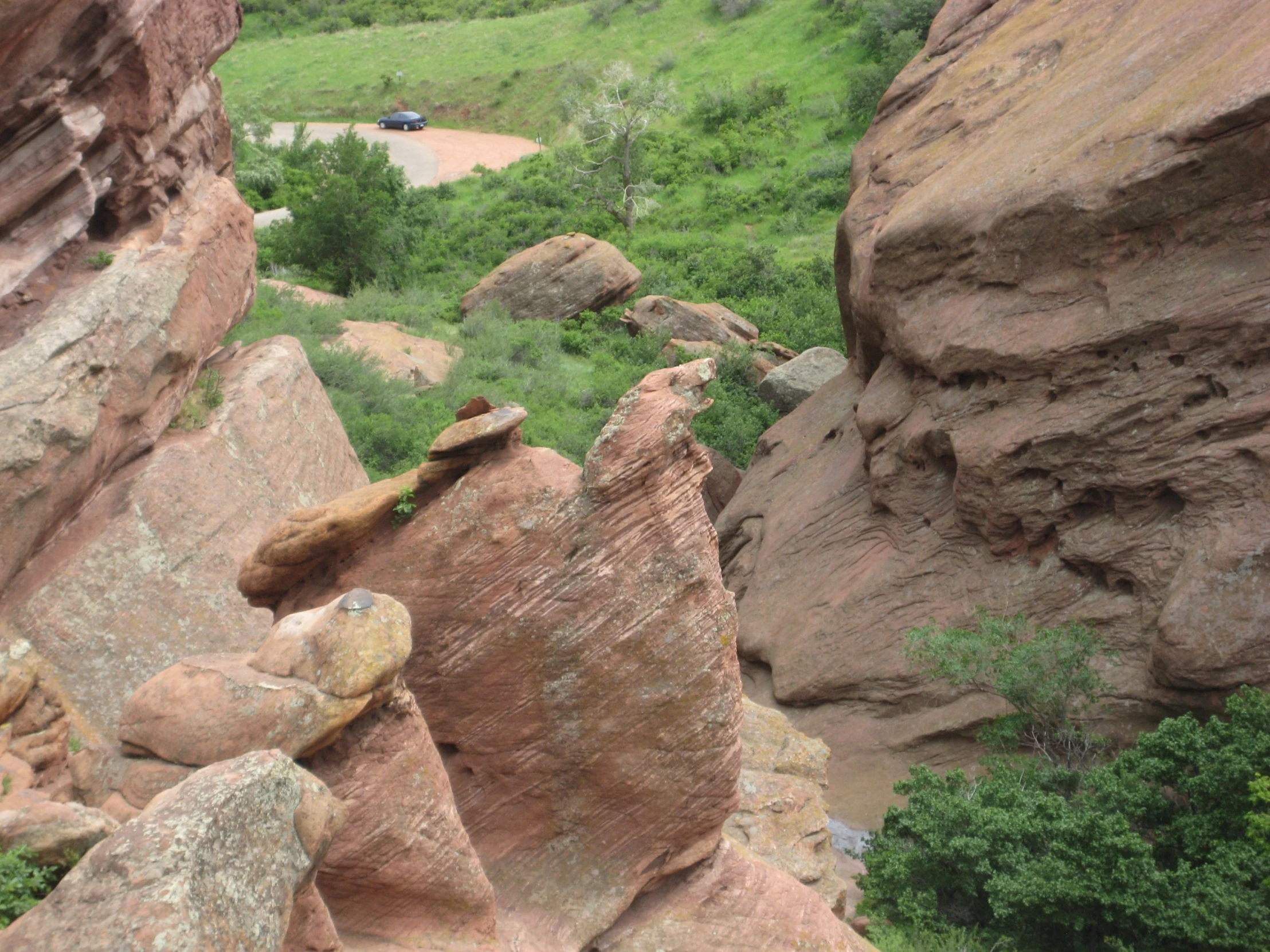 an out of focus rock in the foreground