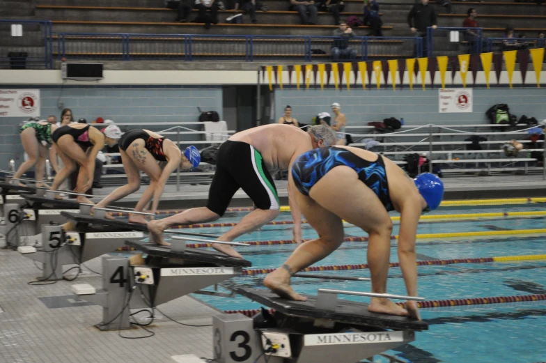 three men performing different sports tasks on a platform