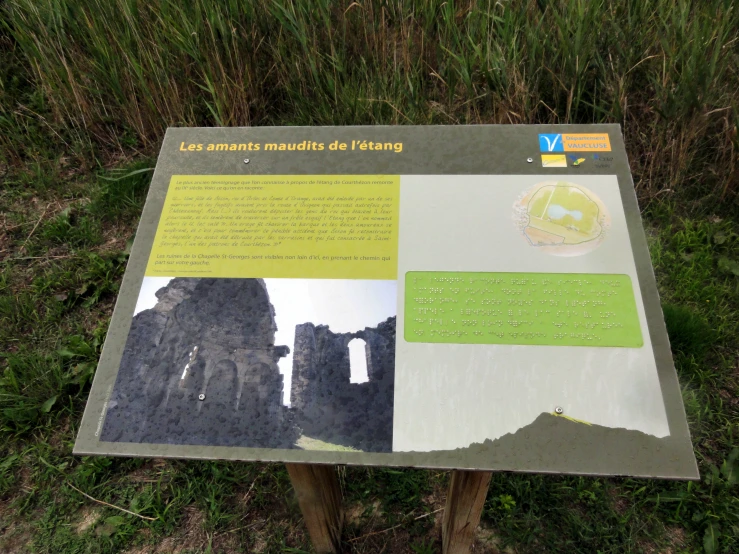 a sign explaining the many different ruins found