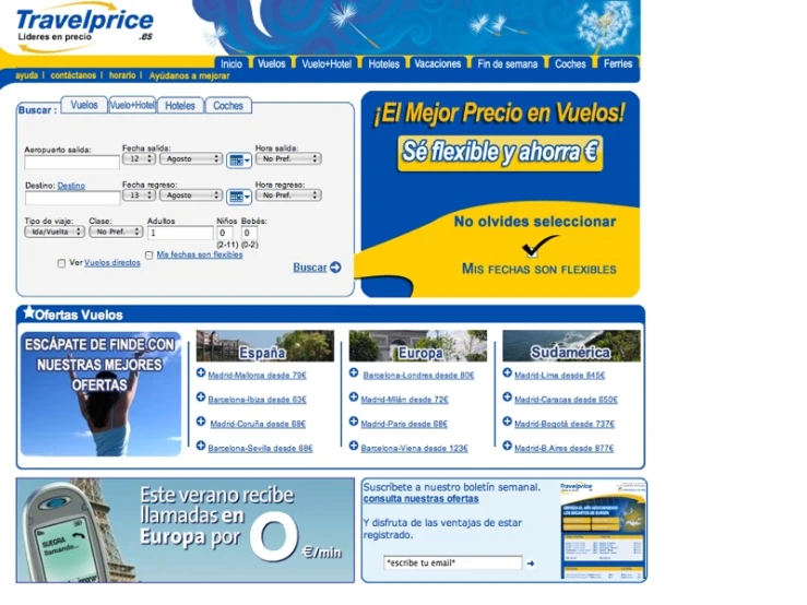 an advertit on the webpage for travel prices