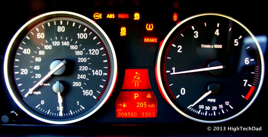 a picture of some gauges on a car