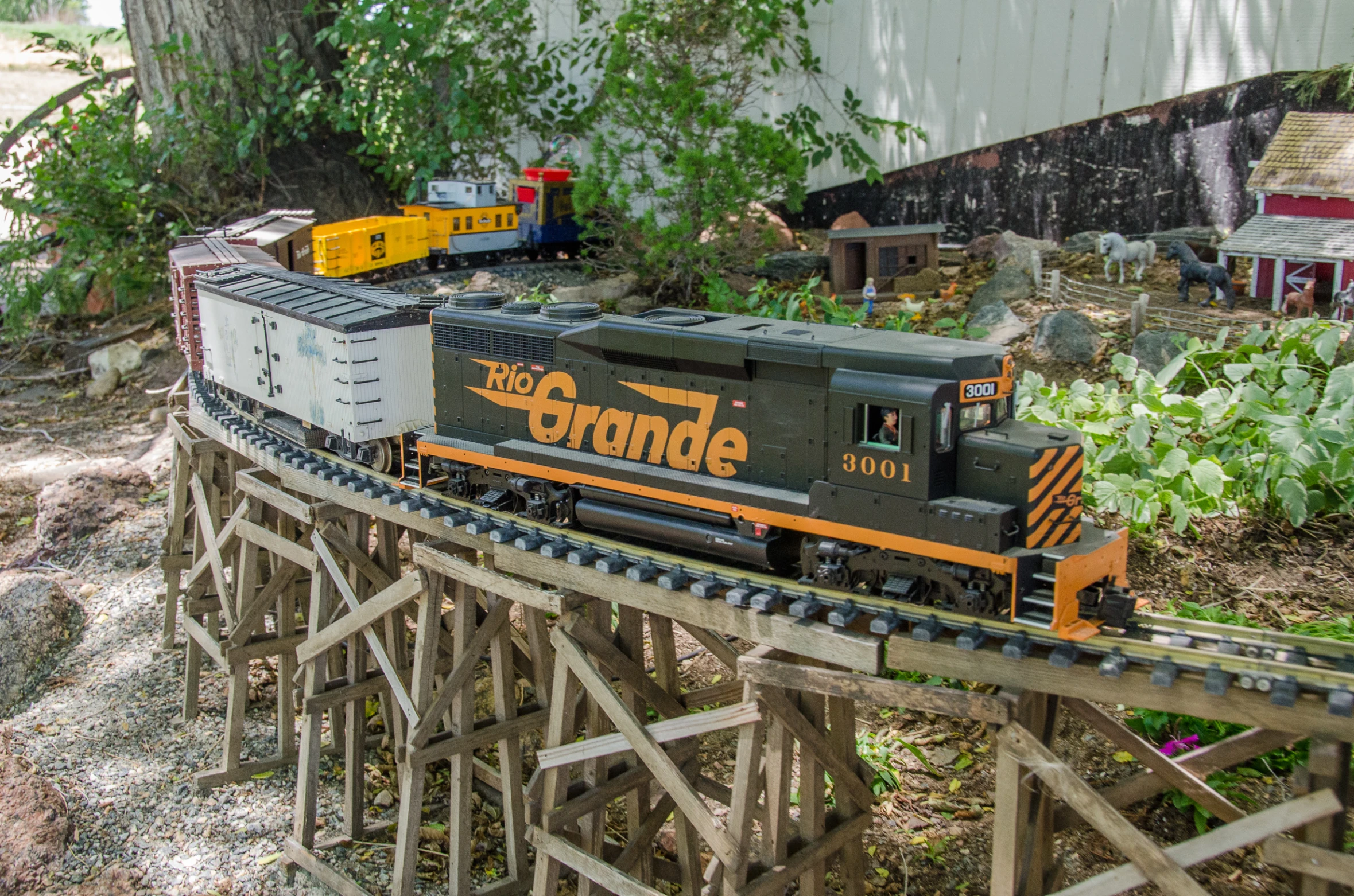 there is a train on the track with another next to it