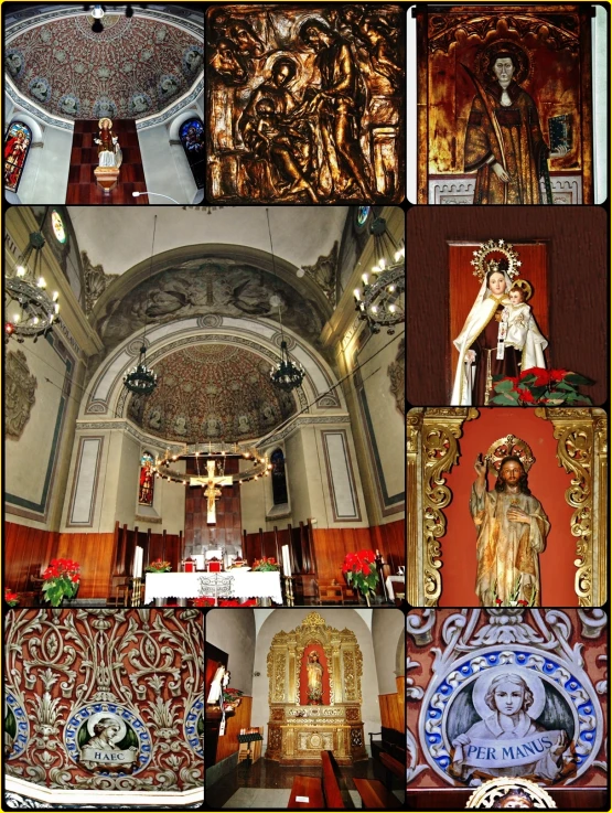 the interior of a church with decorations and sculptures