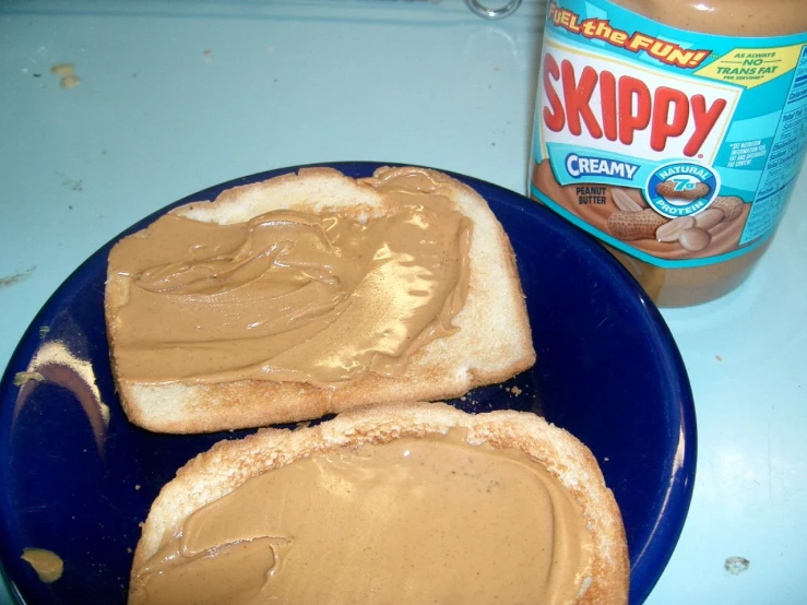 two slices of peanut er toast on a plate