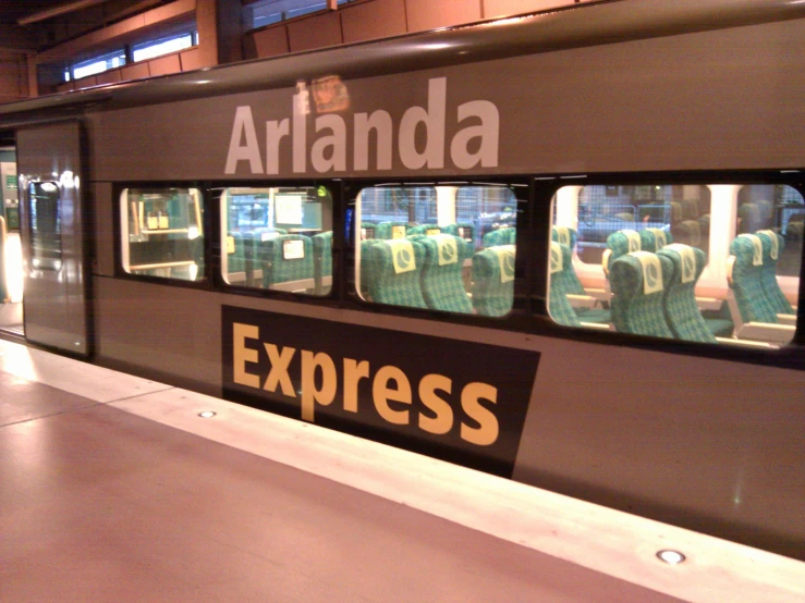 a train is shown with a train advertit