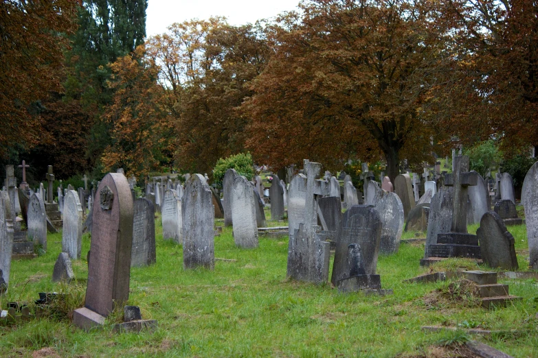 old and ancient graves in the middle of a cemetery