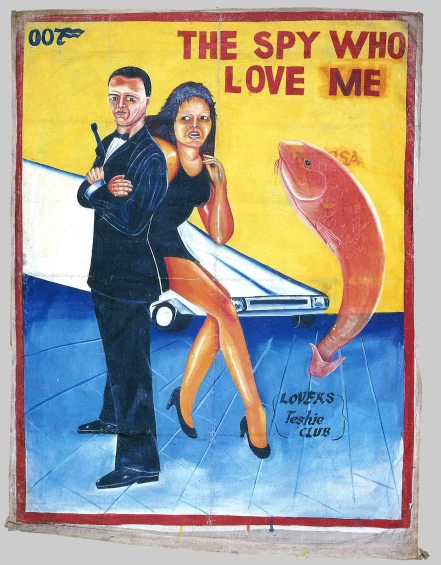 the poster has a woman standing next to a man