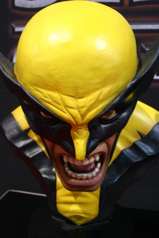 there is a head of wolverine on display