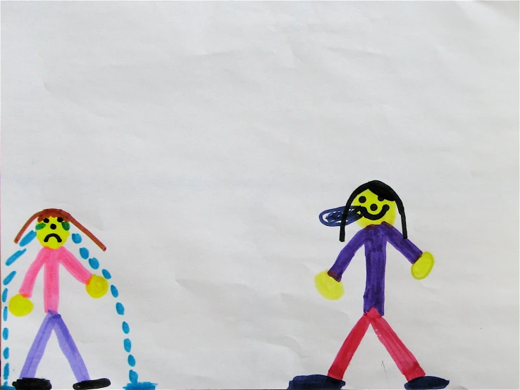 two people in different colors are on paper