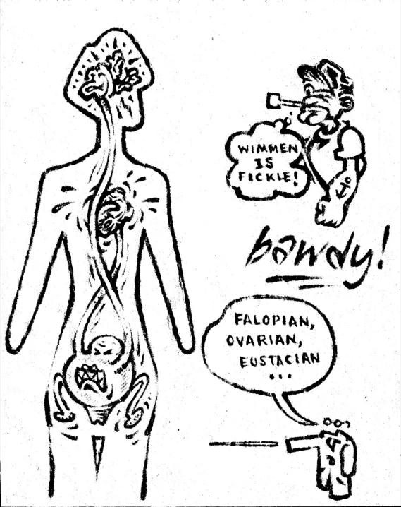 a cartoon depiction depicting a person holding the stomach