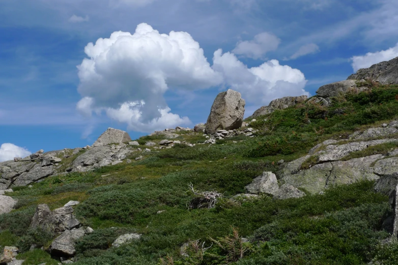 there is a man on top of a hill climbing