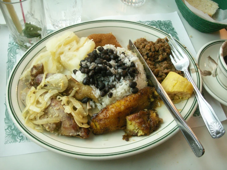 an empty plate with different types of food