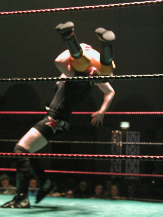 an action s of a professional wrestler wrestling